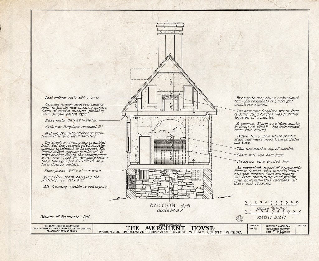 Blueprint HABS VA,76-DUMF,1- (Sheet 7 of 14) - Merchent House, Main Street, Dumfries, Prince William County, VA