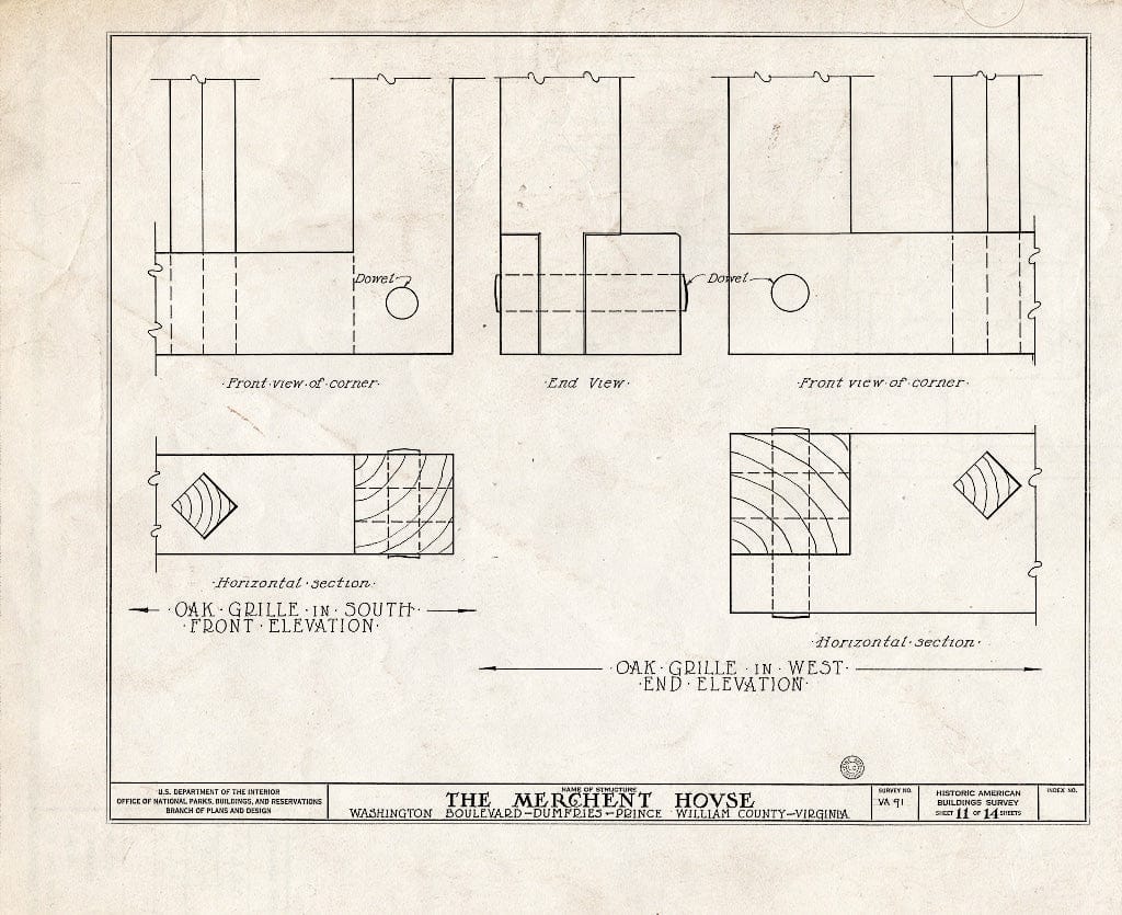 Blueprint HABS VA,76-DUMF,1- (Sheet 11 of 14) - Merchent House, Main Street, Dumfries, Prince William County, VA