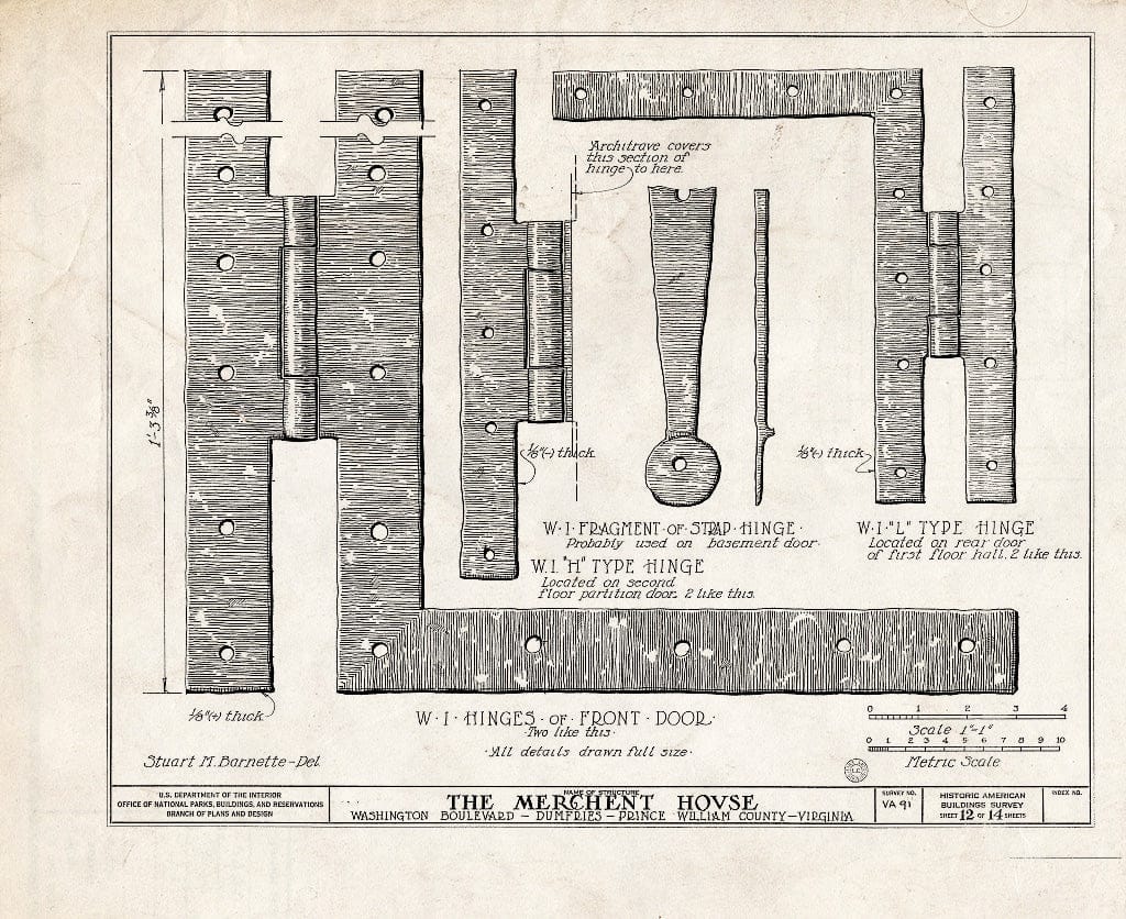 Blueprint HABS VA,76-DUMF,1- (Sheet 12 of 14) - Merchent House, Main Street, Dumfries, Prince William County, VA