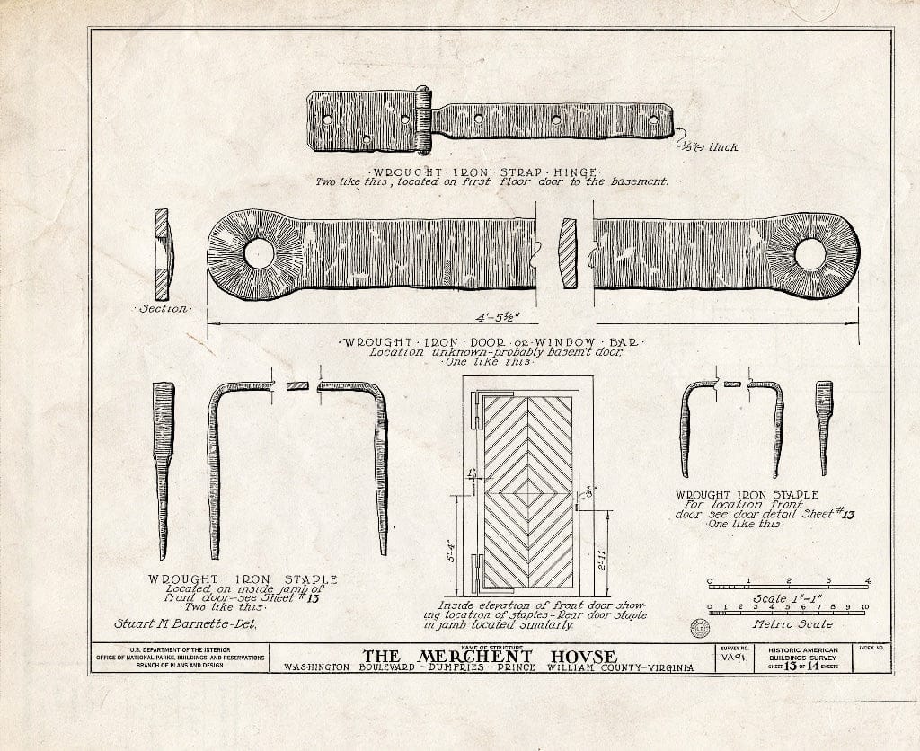Blueprint HABS VA,76-DUMF,1- (Sheet 13 of 14) - Merchent House, Main Street, Dumfries, Prince William County, VA