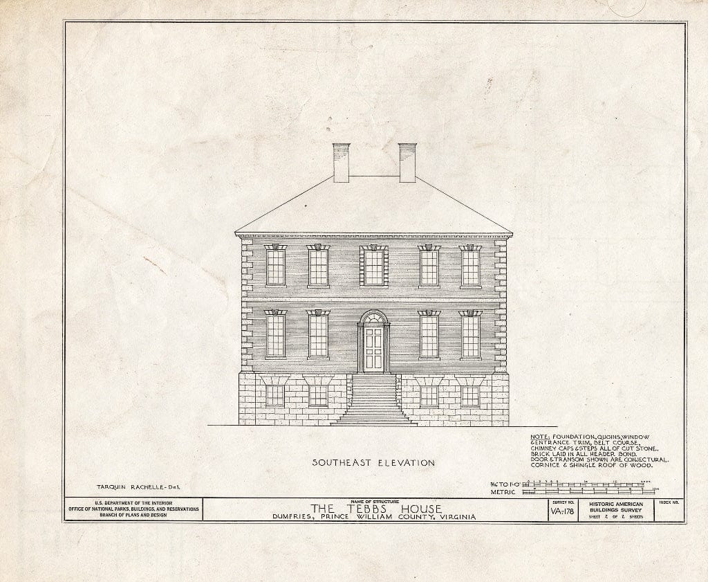 Blueprint HABS VA,76-DUMF,2- (Sheet 2 of 2) - Tebbs-Mundy House, Main Street, Dumfries, Prince William County, VA