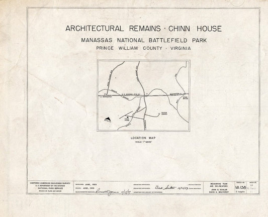 Blueprint HABS VA,76-GROV,1- (Sheet 0 of 3) - Chinn House (Remains), Groveton, Prince William County, VA