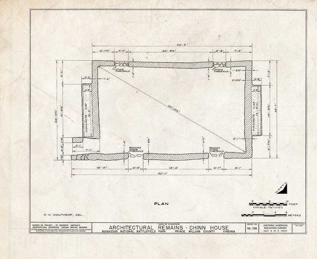 Blueprint HABS VA,76-GROV,1- (Sheet 1 of 3) - Chinn House (Remains), Groveton, Prince William County, VA