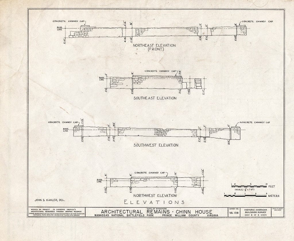 Blueprint HABS VA,76-GROV,1- (Sheet 3 of 3) - Chinn House (Remains), Groveton, Prince William County, VA