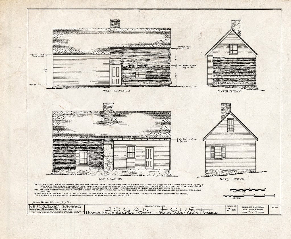 Blueprint HABS VA,76-GROV,3- (Sheet 3 of 3) - Dogan House, U.S. Route 29 & State Route 622, Groveton, Prince William County, VA