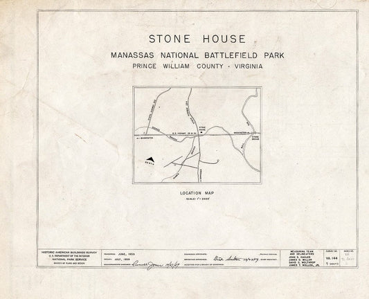 Blueprint HABS VA,76-GROV,2- (Sheet 0 of 9) - Stone House, Manassas, Manassas, VA