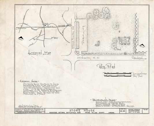 Blueprint HABS VA,76-GROV,2- (Sheet 1 of 9) - Stone House, Manassas, Manassas, VA