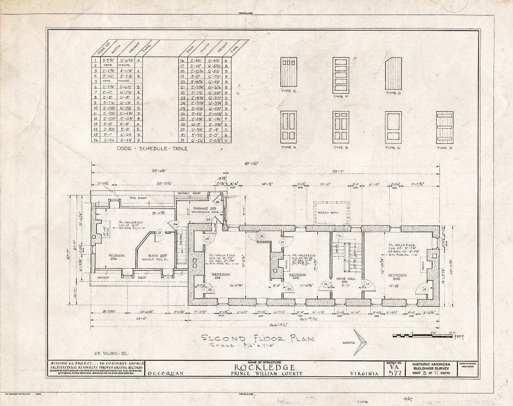 Blueprint HABS VA,76-OCCO,1- (Sheet 3 of 11) - Rockledge, Mill Street, Occoquan, Prince William County, VA