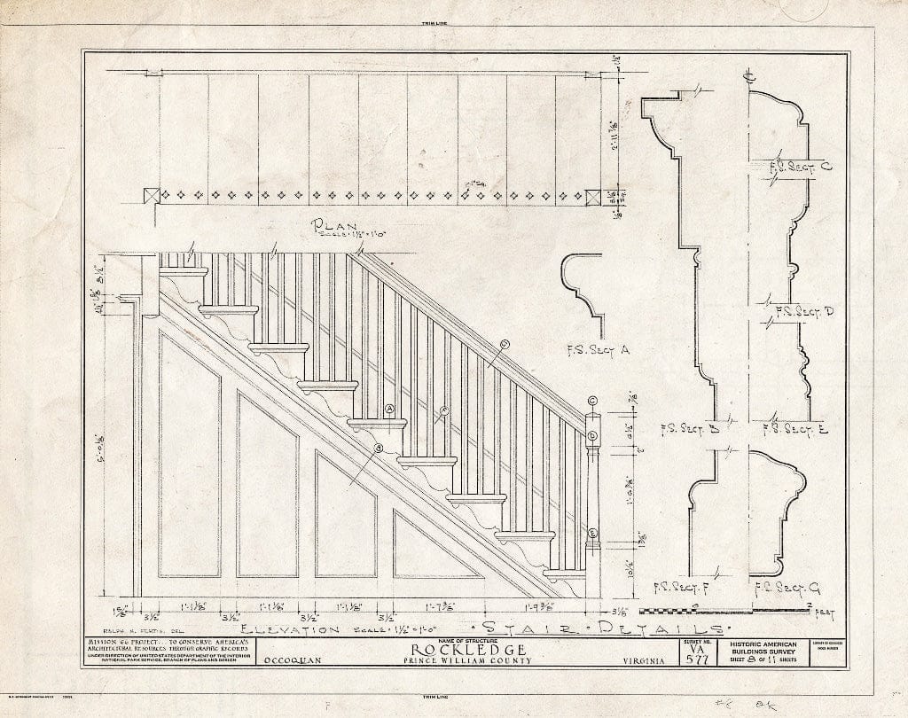Blueprint HABS VA,76-OCCO,1- (Sheet 8 of 11) - Rockledge, Mill Street, Occoquan, Prince William County, VA