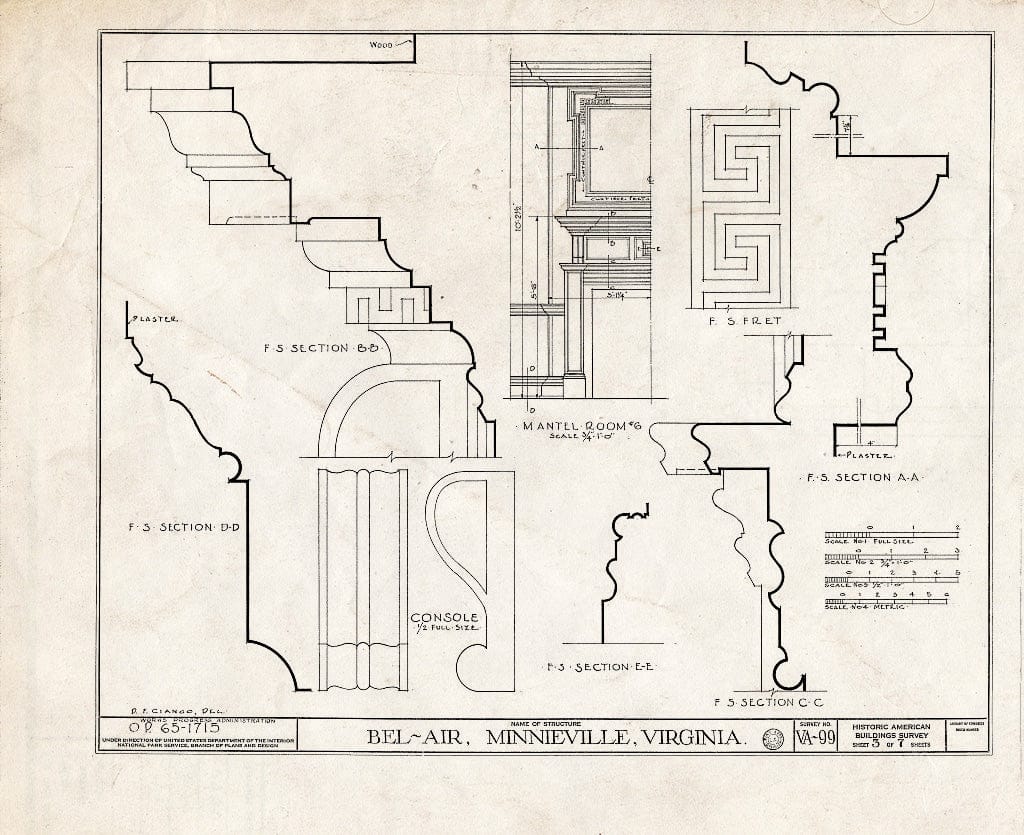 Blueprint HABS VA,76-MINVI,1- (Sheet 3 of 7) - Bel Air, State Route 640 Vicinity, Minnieville, Prince William County, VA