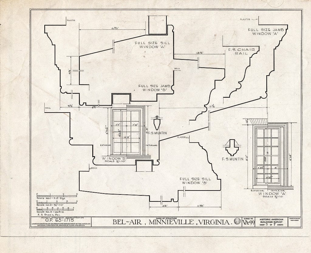Blueprint HABS VA,76-MINVI,1- (Sheet 5 of 7) - Bel Air, State Route 640 Vicinity, Minnieville, Prince William County, VA