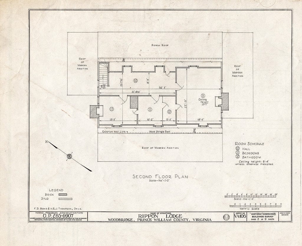 Blueprint HABS VA,76-Wood.V,1- (Sheet 3 of 9) - Rippon Lodge, State Route 638, Woodbridge, Prince William County, VA