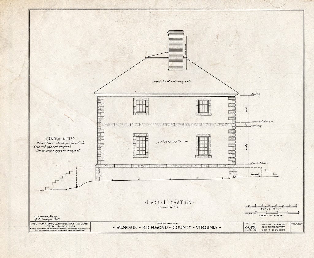 Blueprint HABS VA,80-WAR.V,6- (Sheet 5 of 20) - Menokin, Menokin Bay, Warsaw, Richmond, VA