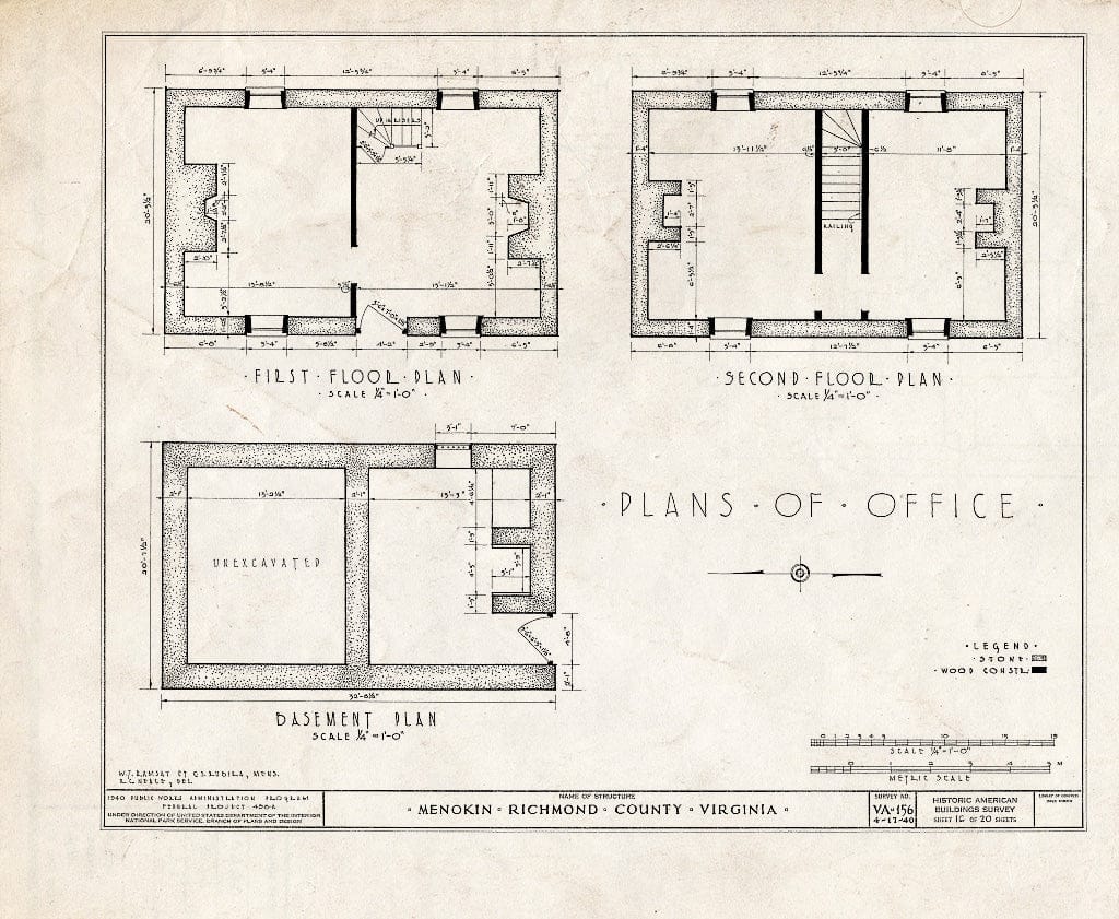 Blueprint HABS VA,80-WAR.V,6- (Sheet 16 of 20) - Menokin, Menokin Bay, Warsaw, Richmond, VA