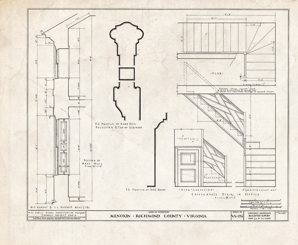 Blueprint HABS VA,80-WAR.V,6- (Sheet 20 of 20) - Menokin, Menokin Bay, Warsaw, Richmond, VA