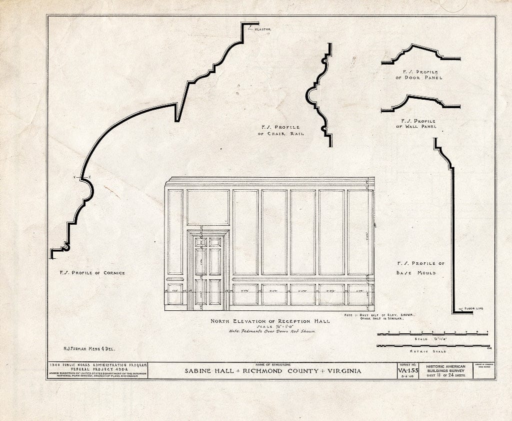 Blueprint HABS VA,80-WAR.V,2- (Sheet 11 of 24) - Sabine Hall, State Route 624 Vicinity, Warsaw, Richmond, VA