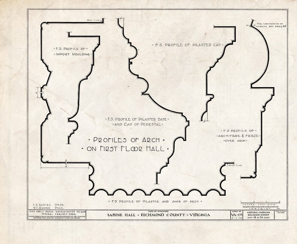 Blueprint HABS VA,80-WAR.V,2- (Sheet 14 of 24) - Sabine Hall, State Route 624 Vicinity, Warsaw, Richmond, VA