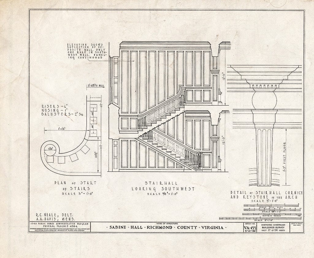 Blueprint HABS VA,80-WAR.V,2- (Sheet 17 of 24) - Sabine Hall, State Route 624 Vicinity, Warsaw, Richmond, VA