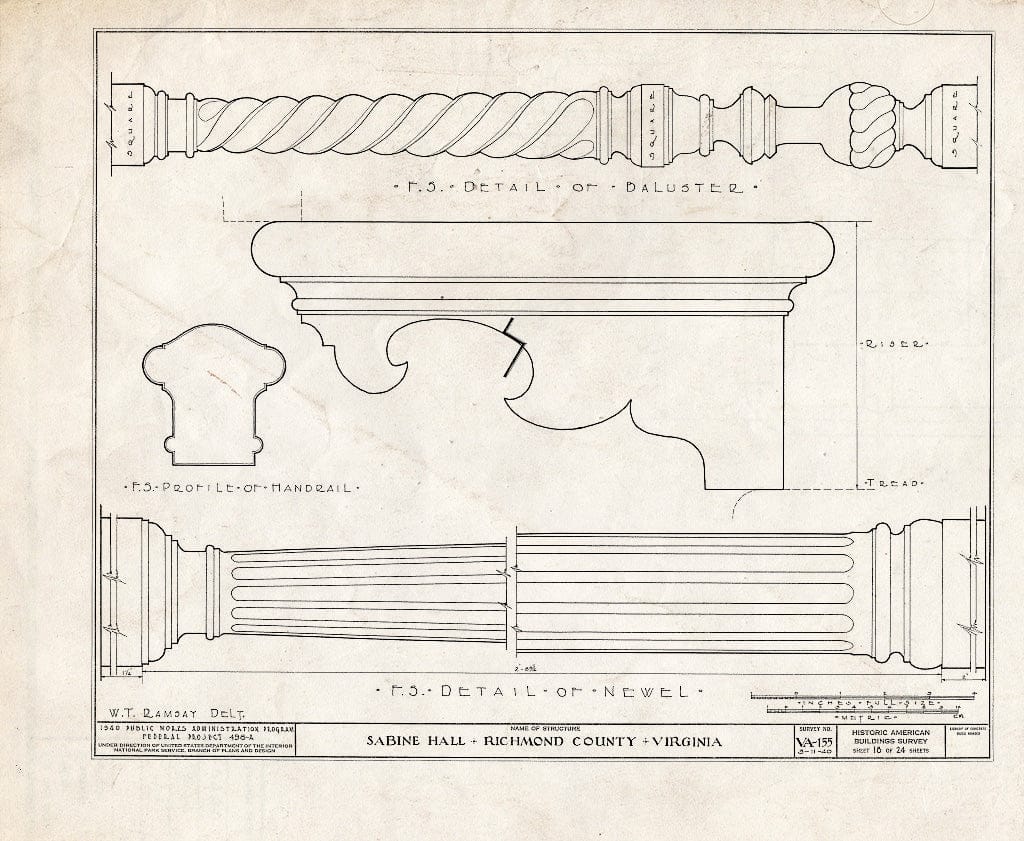 Blueprint HABS VA,80-WAR.V,2- (Sheet 18 of 24) - Sabine Hall, State Route 624 Vicinity, Warsaw, Richmond, VA