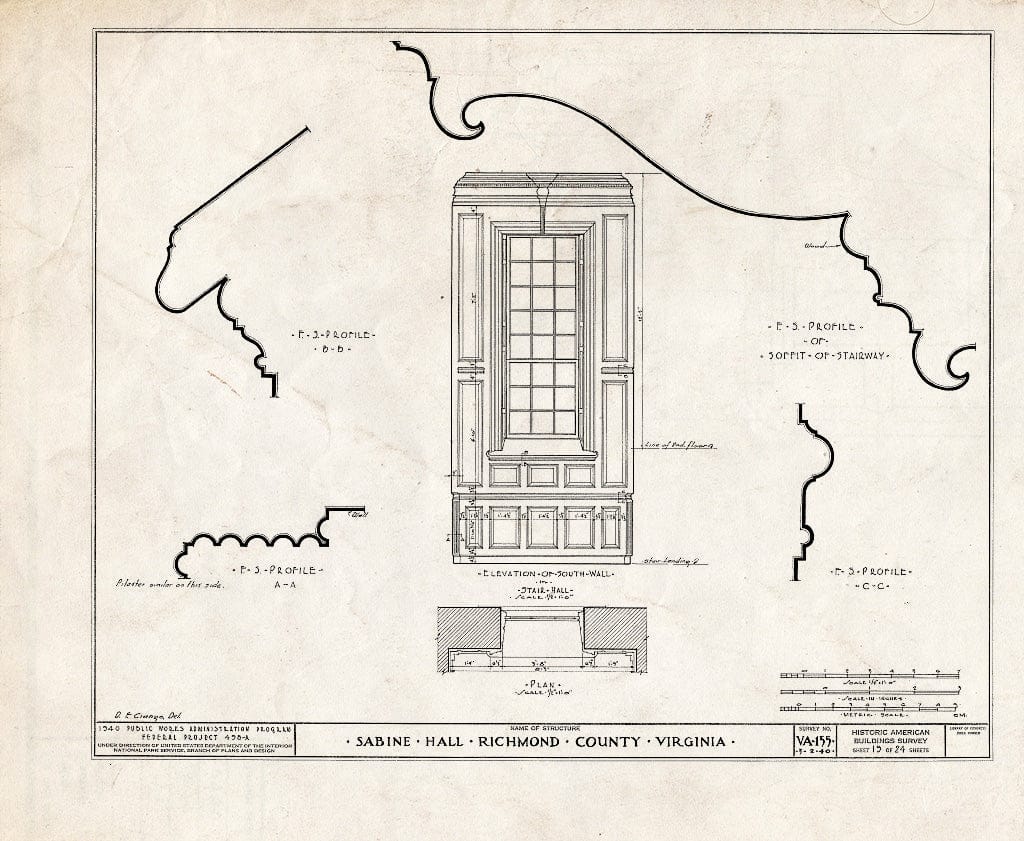 Blueprint HABS VA,80-WAR.V,2- (Sheet 19 of 24) - Sabine Hall, State Route 624 Vicinity, Warsaw, Richmond, VA