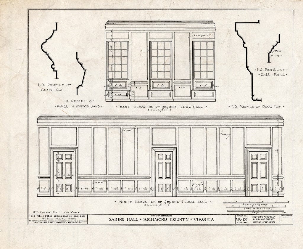 Blueprint HABS VA,80-WAR.V,2- (Sheet 21 of 24) - Sabine Hall, State Route 624 Vicinity, Warsaw, Richmond, VA