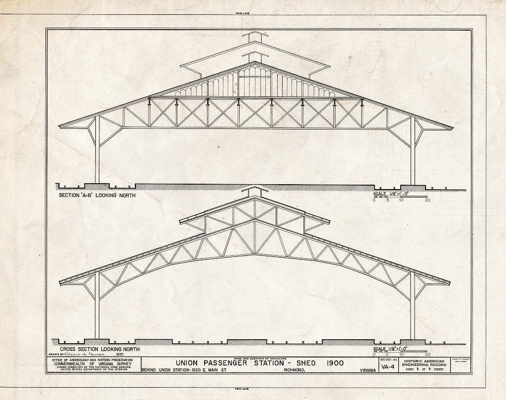 Blueprint HAER VA,44-Rich, 97A- (Sheet 3 of 3) - Union Station Trainshed, Main Street, Richmond, Independent City, VA