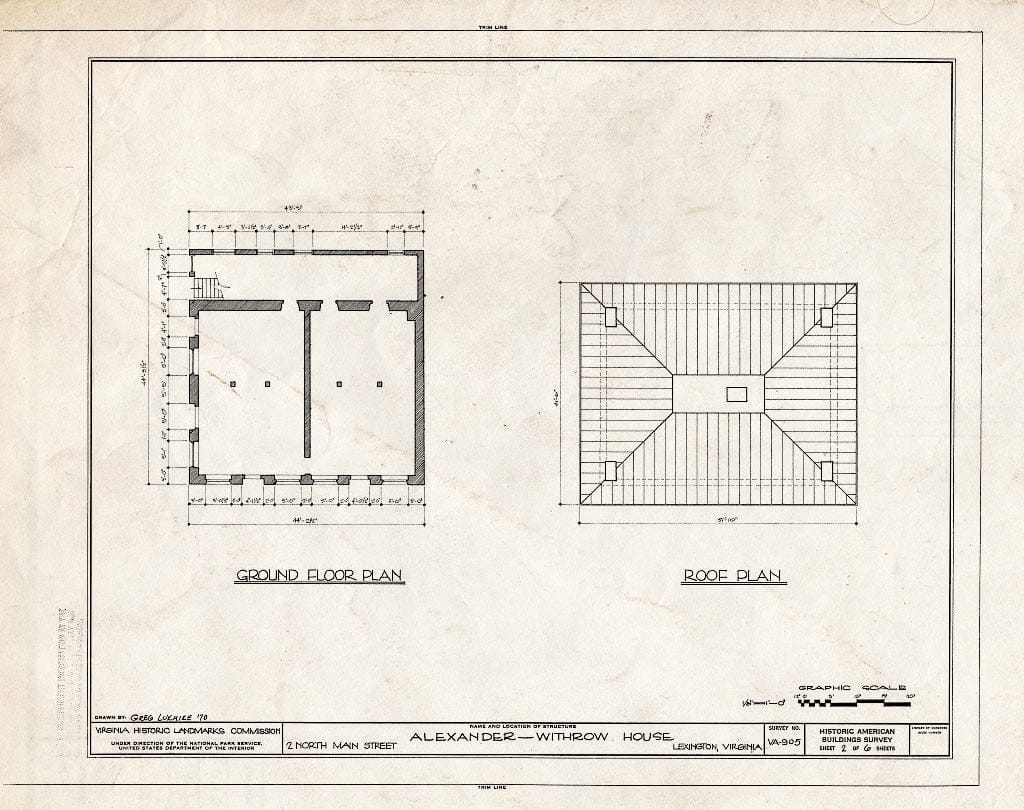 Blueprint HABS VA,82-LEX,15- (Sheet 2 of 6) - Alexander-Withrow House, 2 North Main Street, Lexington, Lexington, VA