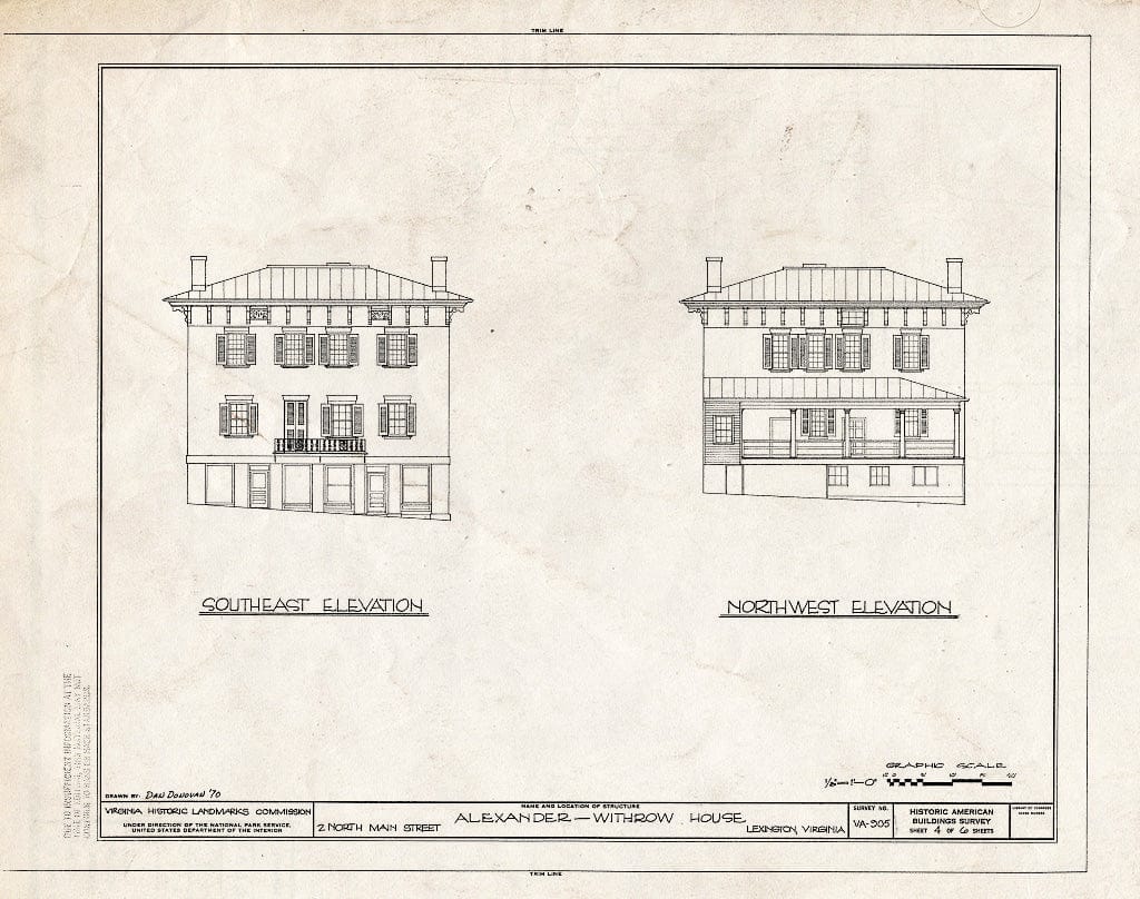 Blueprint HABS VA,82-LEX,15- (Sheet 4 of 6) - Alexander-Withrow House, 2 North Main Street, Lexington, Lexington, VA