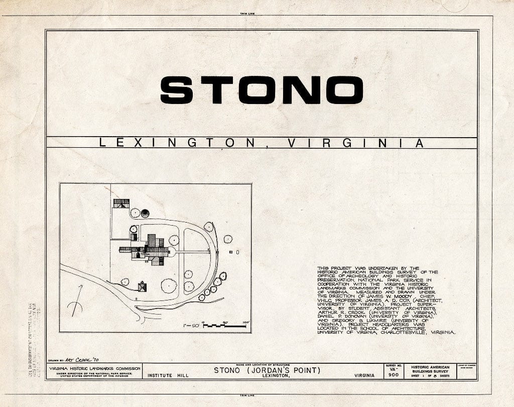 Blueprint HABS VA,82-LEX,6- (Sheet 1 of 8) - Stono, Institute Hill, Lexington, Lexington, VA