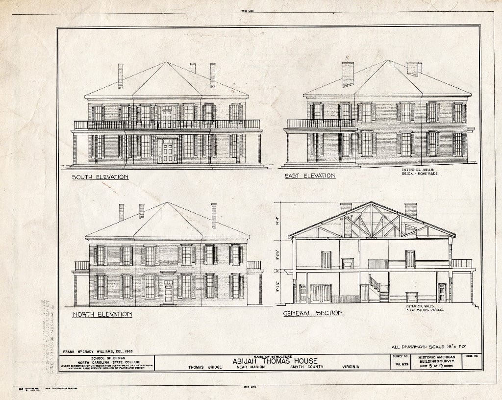 Blueprint HABS VA,87-MAR.V,1- (Sheet 5 of 13) - Abijah Thomas House, Thomas Bridge Road, Marion, Smyth County, VA