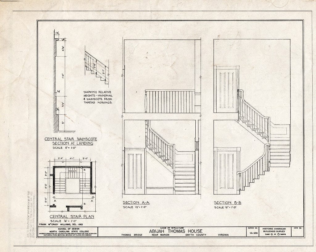 Blueprint HABS VA,87-MAR.V,1- (Sheet 6 of 13) - Abijah Thomas House, Thomas Bridge Road, Marion, Smyth County, VA