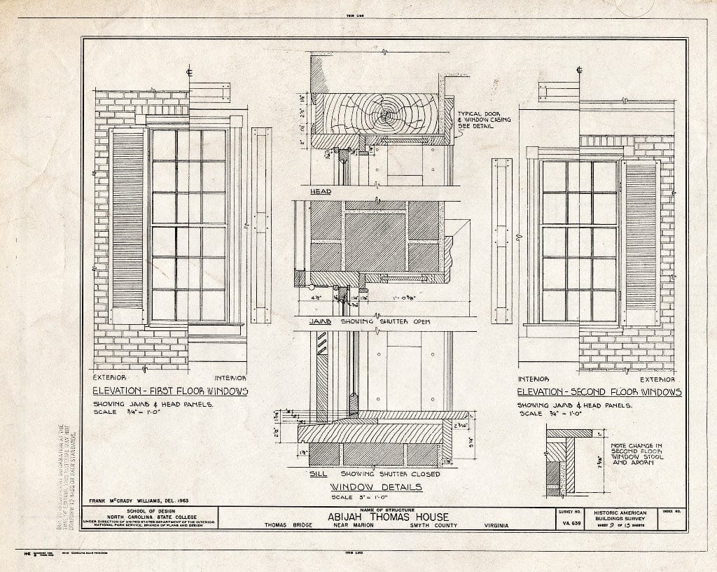 Blueprint HABS VA,87-MAR.V,1- (Sheet 9 of 13) - Abijah Thomas House, Thomas Bridge Road, Marion, Smyth County, VA