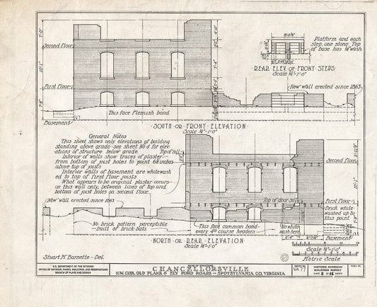 Blueprint HABS VA,89-CHANVI,1- (Sheet 2 of 11) - Chancellorsville (Ruins), State Routes 3 & 610, Chancellorsville, Spotsylvania County, VA