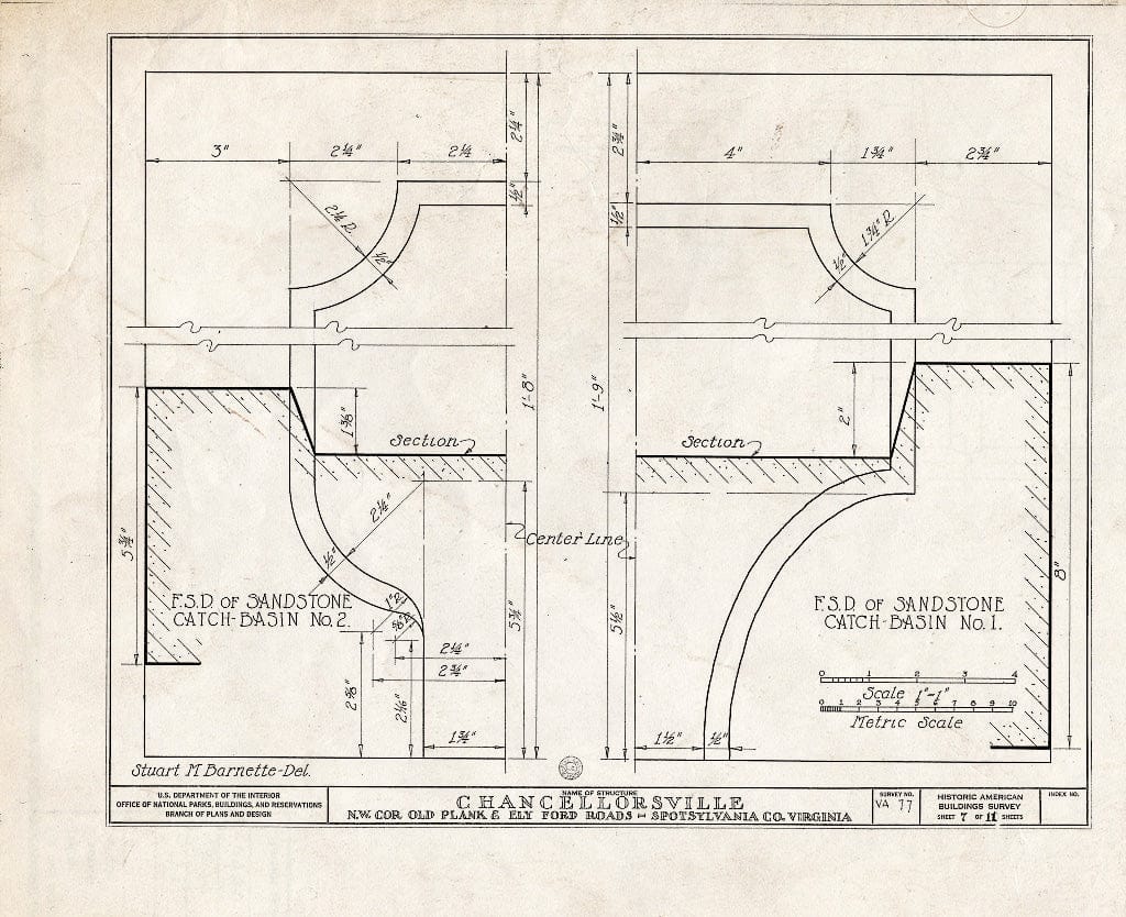 Blueprint HABS VA,89-CHANVI,1- (Sheet 7 of 11) - Chancellorsville (Ruins), State Routes 3 & 610, Chancellorsville, Spotsylvania County, VA