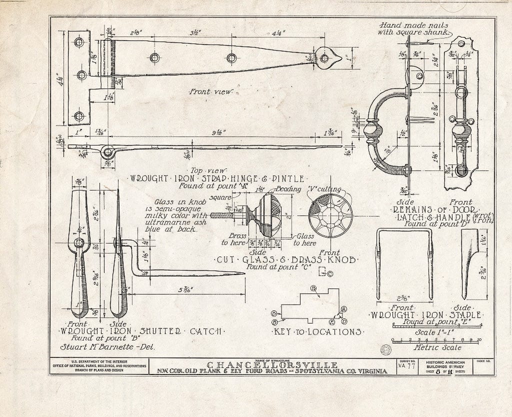 Blueprint HABS VA,89-CHANVI,1- (Sheet 8 of 11) - Chancellorsville (Ruins), State Routes 3 & 610, Chancellorsville, Spotsylvania County, VA