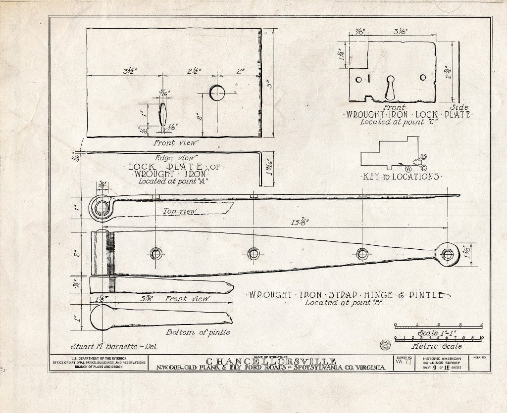 Blueprint HABS VA,89-CHANVI,1- (Sheet 9 of 11) - Chancellorsville (Ruins), State Routes 3 & 610, Chancellorsville, Spotsylvania County, VA