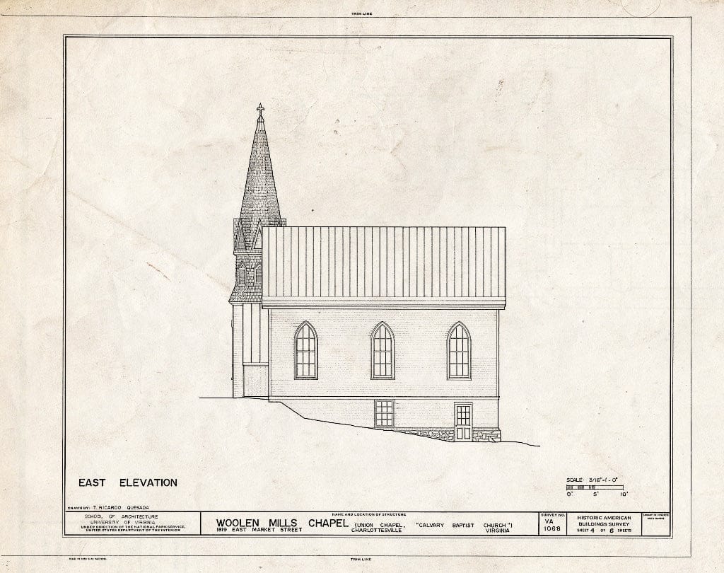 Blueprint HABS VA,2-Char,13A- (Sheet 4 of 6) - Woolen Mills Chapel, 1819 East Market Street, Charlottesville, Charlottesville, VA