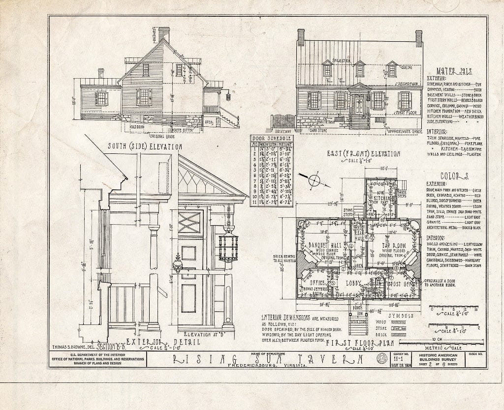 Blueprint HABS VA,89-FRED,4- (Sheet 2 of 6) - Rising Sun Tavern, 1306 Caroline Street, Fredericksburg, Fredericksburg, VA