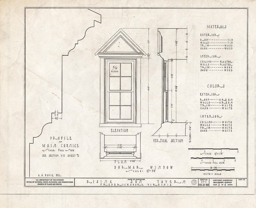 Blueprint HABS VA,89-FRED,4- (Sheet 5 of 6) - Rising Sun Tavern, 1306 Caroline Street, Fredericksburg, Fredericksburg, VA