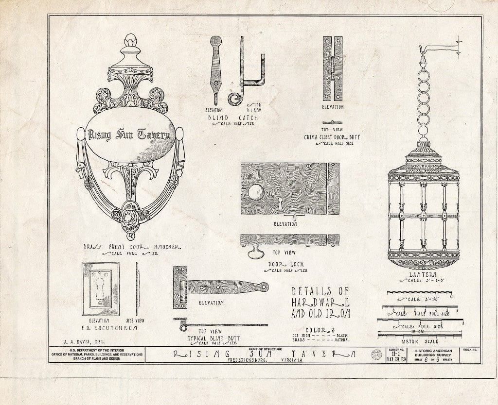 Blueprint HABS VA,89-FRED,4- (Sheet 6 of 6) - Rising Sun Tavern, 1306 Caroline Street, Fredericksburg, Fredericksburg, VA