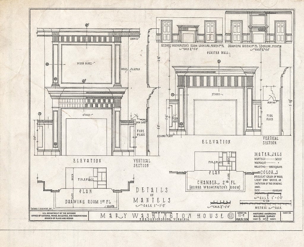 Blueprint HABS VA,89-FRED,2- (Sheet 6 of 12) - Mary Washington House, 1200 Charles Street, Fredericksburg, Fredericksburg, VA