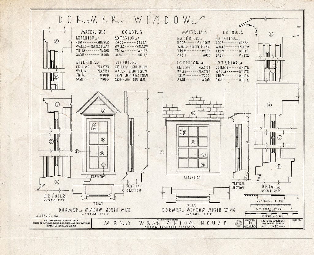 Blueprint HABS VA,89-FRED,2- (Sheet 11 of 12) - Mary Washington House, 1200 Charles Street, Fredericksburg, Fredericksburg, VA
