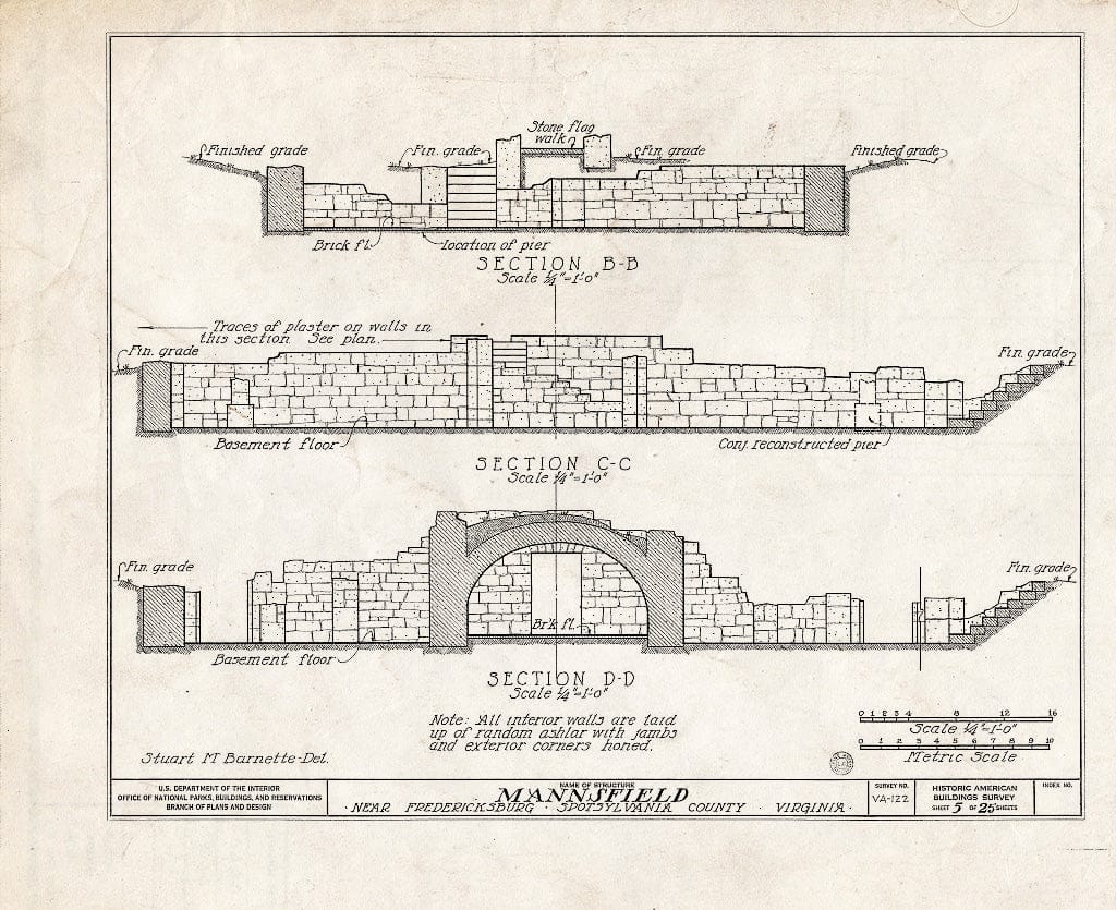 Blueprint HABS VA,89-FRED.V,1- (Sheet 5 of 27) - Mannsfield, Rappahannock River, Fredericksburg, Fredericksburg, VA