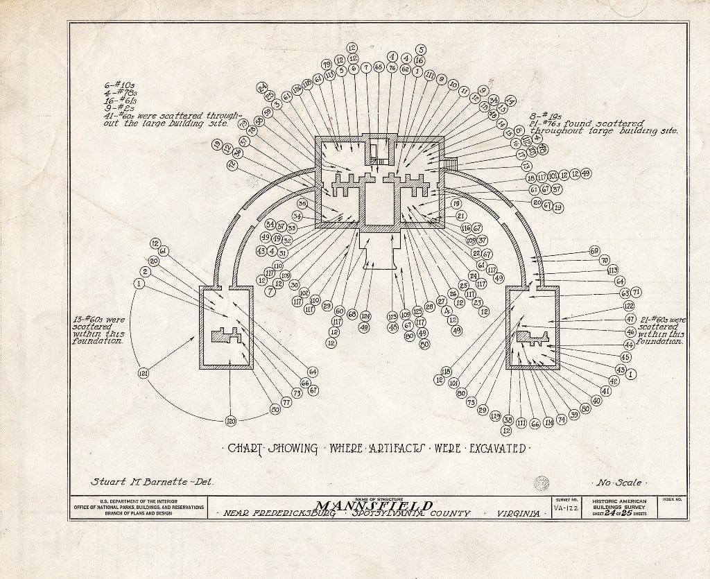 Blueprint HABS VA,89-FRED.V,1- (Sheet 24 of 27) - Mannsfield, Rappahannock River, Fredericksburg, Fredericksburg, VA
