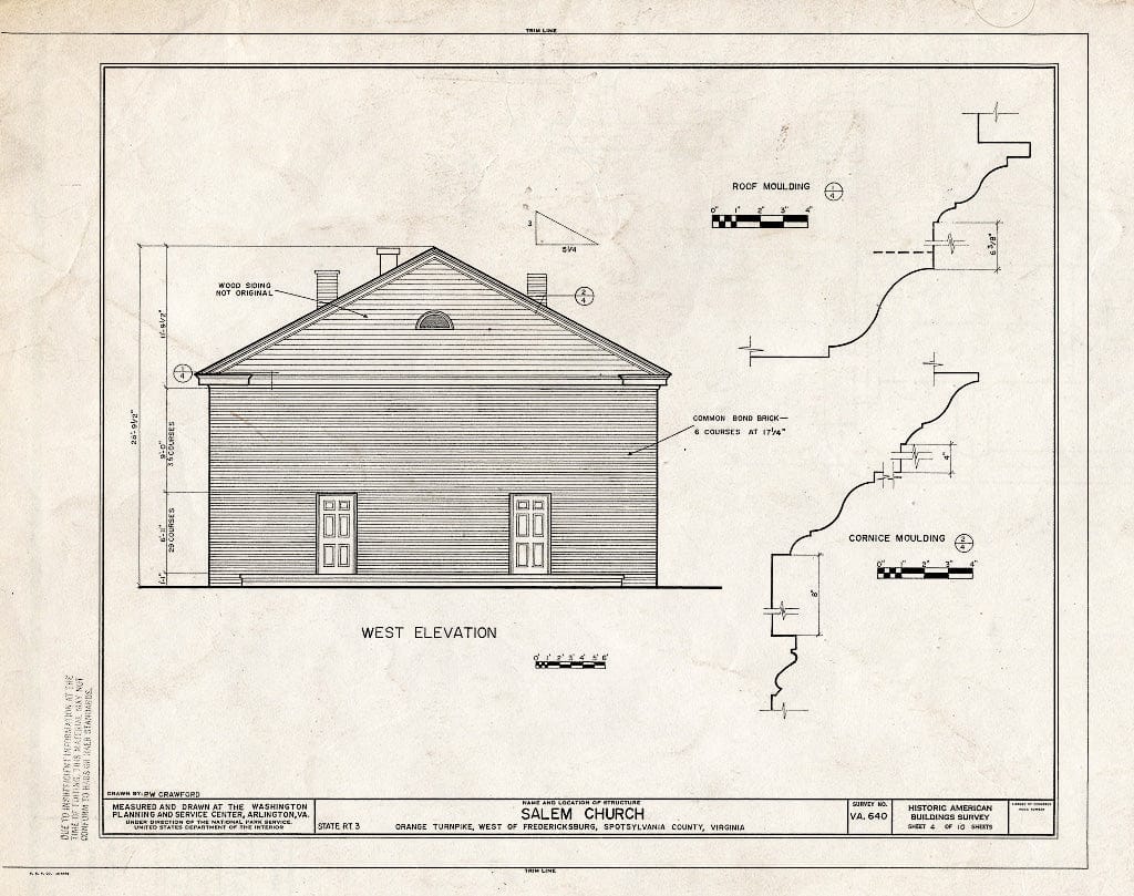 Blueprint HABS VA,89-FRED.V,5- (Sheet 4 of 10) - Salem Church, State Route 3, Fredericksburg, Fredericksburg, VA