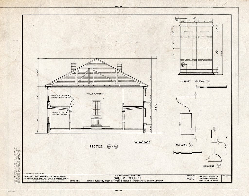 Blueprint HABS VA,89-FRED.V,5- (Sheet 8 of 10) - Salem Church, State Route 3, Fredericksburg, Fredericksburg, VA