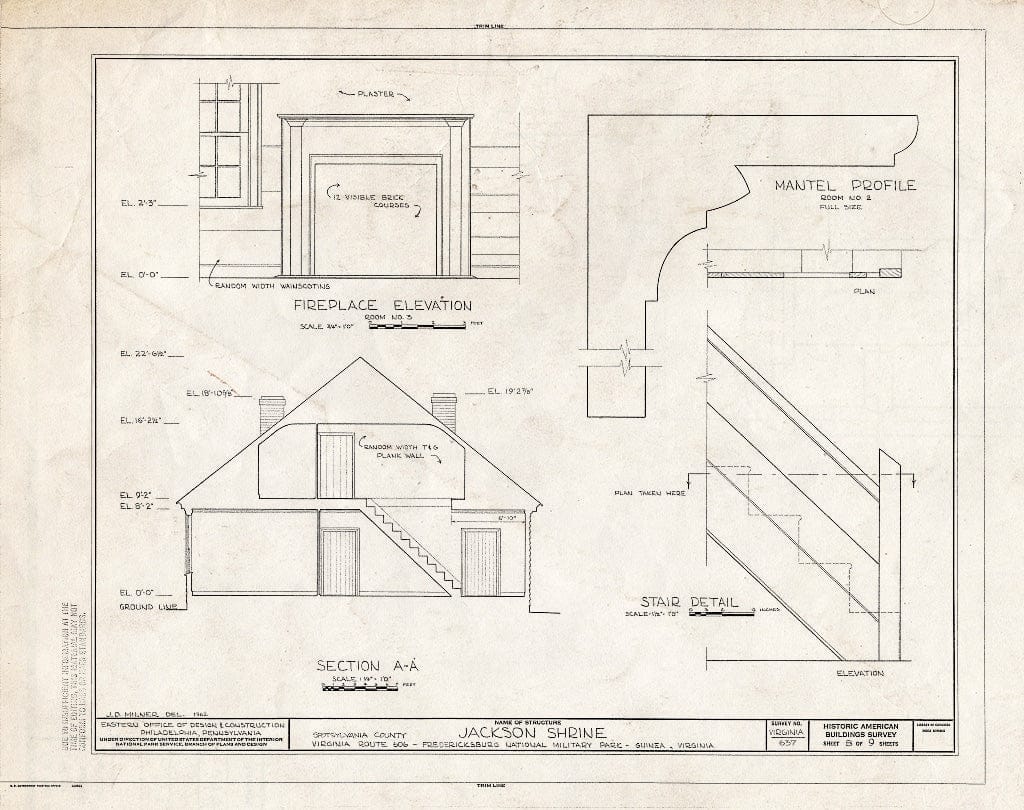 Blueprint HABS VA,89-Guin.V,1- (Sheet 8 of 9) - Jackson Shrine, State Route 606, Fredericksburg, Fredericksburg, VA