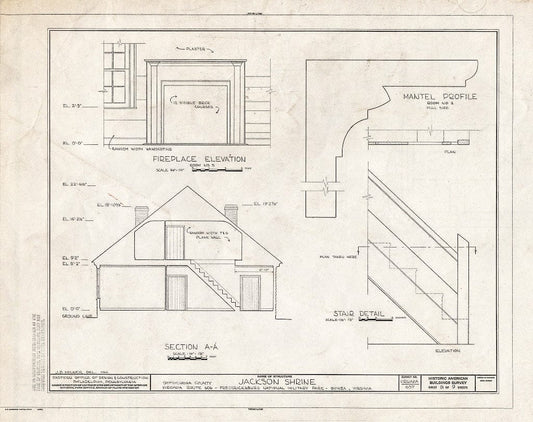 Blueprint HABS VA,89-Guin.V,1- (Sheet 8 of 9) - Jackson Shrine, State Route 606, Fredericksburg, Fredericksburg, VA