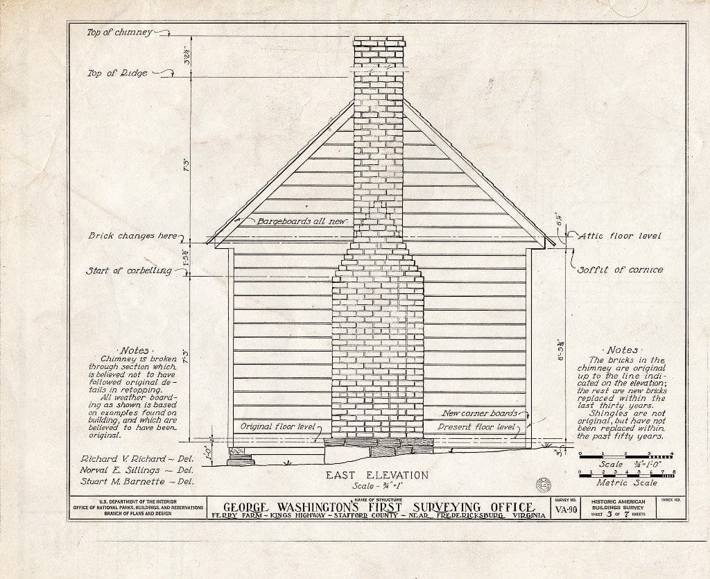 Blueprint HABS VA,90-FAL.V,1- (Sheet 3 of 7) - George Washington Surveying Office, 712 King's Highway, Falmouth, Stafford County, VA