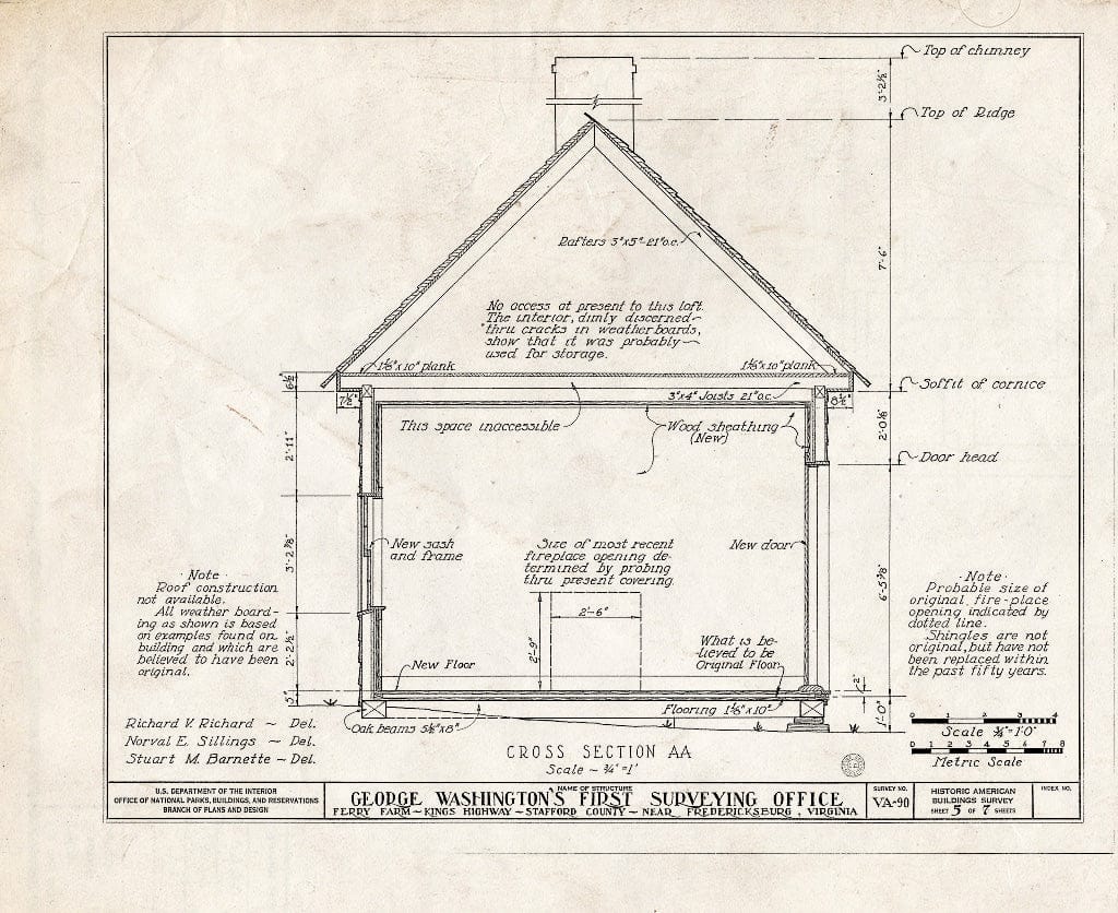 Blueprint HABS VA,90-FAL.V,1- (Sheet 5 of 7) - George Washington Surveying Office, 712 King's Highway, Falmouth, Stafford County, VA